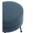Manhattan Comfort Bailey 18.11" Mid-Century Modern Polyester Blend Upholstered Ottoman - Blue with Black Legs-Leg Height Measures: 8.66 in