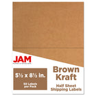 JAM Paper Shipping Labels, Half Sheet, 5.5 x 8.5, Brown Kraft, 50 Pack-Shipping Labels