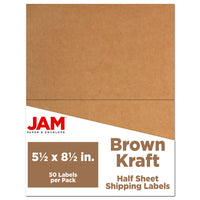 JAM Paper Shipping Labels, Half Sheet, 5.5 x 8.5, Brown Kraft, 50 Pack-Shipping Labels