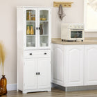 HOMCOM 63" H Kitchen Pantry Cabinet with Adjustable Shelves and Glass Door - White-Adjustable shelves allow you to store larger items, without worry if they will fit 