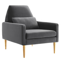 Modway Liliana Performance Velvet Armchair - Charcoal-Retro Modern Armchair