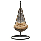Modway Abate Wicker Rattan Outdoor Patio Swing Chair - Black Mocha-Synthetic Rattan Weave