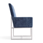 Manhattan Comfort Element 23.74" Modern Velvet Upholstered Dining Chair - Blue-High Back Seat with Clean Simplistic Comfort Armrest