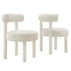 Modway Toulouse Boucle Fabric Dining Chair - Ivory - Set of 2-Modern Dining Chair Set