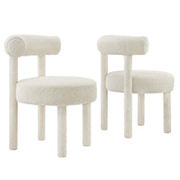 Modway Toulouse Boucle Fabric Dining Chair - Ivory - Set of 2-Modern Dining Chair Set