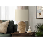 Monarch Specialties 17" H Transitional Table Lamp - Natural Rattan / Beige Shade-The convenient on/off turn knob switch allows for easy control of a standard 60W bulb (not included), ensuring you can effortlessly illuminate a room