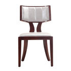 Manhattan Comfort Pulitzer 18.1" Traditional Faux Leather Upholstered Dining Chairs - Silver and Walnut - Set of 2-Iconic Klismos Design