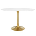 Modway Lippa 48" Oval Wood Dining Table - Gold White-Modern Dining Table