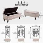 HOMCOM Linen Fabric Storage Ottoman Bench for End of Bed - Beige-Covered hardwood feet are raised to keep from scratching the floor