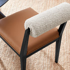Modway Kai Boucle and Vegan Leather Dining Chair 2-Piece Set - Pearl/Tan/Black-Set of Two Dining Chairs