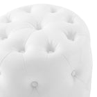 Modway Amour Tufted Button Round Faux Leather Ottoman - White-6