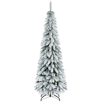 HOMCOM 6' Downswept Slim Snow-Flocked Artificial Christmas Tree with Steel Base - Green-6ft tall, providing a healthy, natural look 