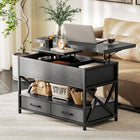HOMCOM Lift Top Coffee Table with Hidden Compartments - Black-Gas lift mechanism ensures a smooth, quiet, and safe motion