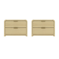 Manhattan Comfort Grace 28" Modern Nightstand 2-Piece Set - Natural Oak/Gold-Modern Nightstand for Bedroom and Living Room Use. Set of 2