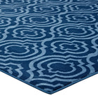 Modway Frame Transitional Moroccan Trellis Area Rug - 5 ft W x 8 ft L - Moroccan Blue/Light Blue-Stain Resistant / Easy To Clean