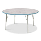 Jonti-Craft Berries Round Activity Table - 48" Diameter - 15-24"H - Driftwood Grey/Coastal Blue-KYDZSafe edges