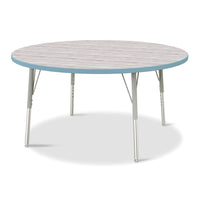 Jonti-Craft Berries Round Activity Table - 48" Diameter - 15-24"H - Driftwood Grey/Coastal Blue-KYDZSafe edges