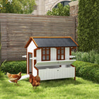 PawHut 47" Chicken Coop Wooden Chicken House Rabbit Hutch with Nesting Box-Sliding pan conveniently removes from the bottom for cleaning