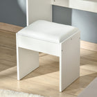 HOMCOM Makeup Vanity Desk with Flip Top Mirror and Cushioned Stool - 31.5" L x 15.7" W x 31.1" H - White-Assembly is required