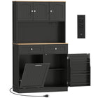 HOMCOM 68" H Cabinet with Charging Station - Black-Large capacity with four cabinets, two drawers, and two adjustable shelves 