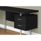 Monarch Specialties 7619 70" Computer Desk - Black/Silver Metal/L/R Face-2 small drawers and 1 large hanging file drawer have silver handles, metal drawer glides, and finished interiors