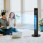 HOMCOM 37.75" H Freestanding Tower Fan with 3 Speed Timer and LED Sensor Panel - Black-Child mode will turn off LED display if you don't control in 30 seconds, and you can turn off it by remote control 