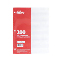 Hilroy Ruled Refill Paper - 3 Hole Punched - 10-7/8" x 8-3/8" - 200 Sheets-Ruled refill paper