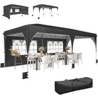 Outsunny 10 ft W x 20 ft L Pop Up Canopy Tent Instant Canopy with Reflective Strips - Black-Spacious 10 x 20 ft gazebo for outdoor gatherings