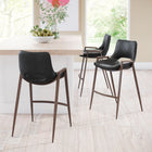 Zuo Desi Counter Stool - Black/Walnut - Set of 2-Dimensions: 20.7" L x 20.3" W x 35.6" H