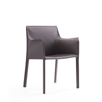 Manhattan Comfort Paris 21.65" Modern Leatherette Upholstered Dining Armchair - Grey-Modern Dining Chair Perfect for Dining and Home Office Use