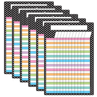 Ashley Productions Smart Poly Chart with Grommets - 13" x 19" - B&W Polka Dots Incentive - 6 Pack-Durable, all poly material, no paper, heavyweight