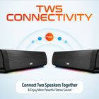 Delton SB200 20-Watt Wired/Wireless Soundbar Computer Speaker - Black-Includes options for syncing lights with music, setting a steady colour, or cycling through multiple colours.