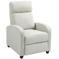 HOMCOM Push Back Recliner with Padded Seat for Home Theater - Cream White-Applying pressure to the backrest initiates a recline to 135°, accompanied by lifting the footrest