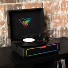Victrola Journey Glow Illuminated Suitcase Record Player - Black-9