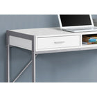 Monarch Specialties 7364 48" Computer Desk - White/Silver Metal-1 open concept shelf for papers, books, notepads