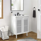 Modway Calla 24" Perforated Metal Bathroom Vanity - White-Adjustable Foot Levelers