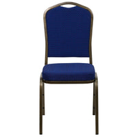 Flash Furniture HERCULES Series Crown Back Stacking Banquet Chair in Patterned Fabric - Gold Vein Frame - Navy Blue-Multipurpose Banquet Chair