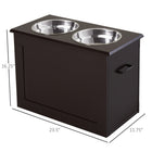 PawHut Elevated Large Dog Bowls with Storage - Coffee-With the storage function, you can put some pet supplies in it 