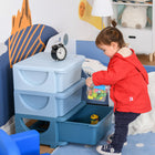 Qaba 3-Tier Kids Toy Organizer with 3 Plastic Storage Bins - Blue-Easy to open and close, making it suitable for your sweetie 