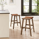 Modway Saoirse Faux Leather Wood Counter Stool - Walnut Brown - Set of 2-Assembly Required