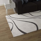 Modway Therese Abstract Swirl Area Rug - 5 ft W x 8 ft L - Ivory/Charcoal-Protect Floors From Traffic/Furniture