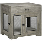 PawHut 31.5" L Dog Kennel End Table with Cushion and Storage - Grey-Softly water-resistant cushioned resting spot 