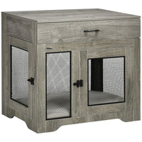 PawHut 31.5" L Dog Kennel End Table with Cushion and Storage - Grey-Softly water-resistant cushioned resting spot 