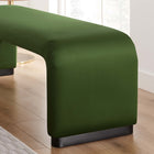 Modway Koda Performance Velvet Waterfall Long Bench - Black/Moss Green-Dense Foam Padding