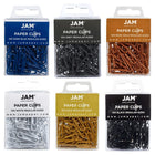 JAM Paper Colourful Standard Paper Clips - Regular 1" - Business Assortment - 100/Pack - 6 Packs-Colours: Gold, Rose Gold, Black, White, Grey, Dark Blue