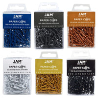 JAM Paper Colourful Standard Paper Clips - Regular 1" - Business Assortment - 100/Pack - 6 Packs-Colours: Gold, Rose Gold, Black, White, Grey, Dark Blue