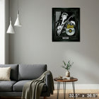 David Bowie Playing Guitar with Platinum LP - Framed Print - 32" x 36"-Ready to hang - arrives fully assembled