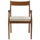 Modway Solara Fabric Wood Dining Armchairs - Walnut/Heathered Weave Beige - 2 Pack-9