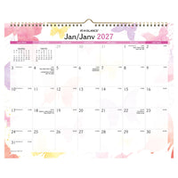At A Glance  2027 Watercolours Monthly Wall Calendar - 11-7/8" H x 14-7/8" W - Bilingual-Page size: 11-7/8" H x 14-7/8" W