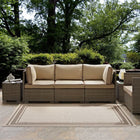 Modway Rim Solid Border Indoor/Outdoor Area Rug - 8 ft W x 10 ft L - Light/Dark Beige-Durable Indoor/Outdoor Rug